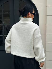 Dazy Plus Fleece Thickened Solid Color Loose Casual Pullover Sweatshirt For Autumn/Winter - White - View 2