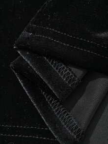 DAZY Gaun Midi Elegan Wanita Model Slim Fit Lengan Panjang dengan Detail Renda Kontras dan Potongan untuk Musim Gugur - Hitam - View 9