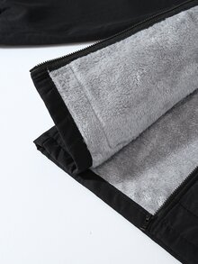 SHEIN 2件組青少年男孩休閒運動皮革貼布字母圖案連帽外套與長褲套裝，適合通勤、上學、日常休閒、度假、旅行、運動，秋冬穿著 - 黑色 - 查看 8