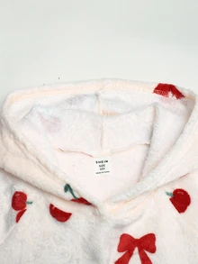 SHEIN Tween Girl Winter Strawberry Kids Heart Pattern Kangaroo Pocket Nightgown Loungewear Autumn - Apricot - View 5