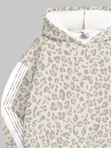 SHEIN 美式復古甜美淺色豹紋與學院風對比條紋，青少年女孩休閒連帽舒適長袖衛衣與內搭褲2件套，適合秋冬、日常通勤、聚會、派對、海灘、畢業典禮、時尚休閒、外出、優雅度假、Y2K - 彩色 - 查看 6