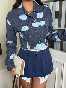 Rivivi 街頭風度假風水洗做舊短版圓點牛仔夾克 - 彩色 - 查看 1
