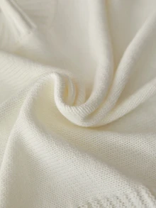 EURMUSE Cream Mock Neck Ribbed Knit Sweater With Drop Shoulder Relaxed Fit, Soft Fine Gauge Texture Minimal Clean Look Cozy Everyday Pullover Top - White - View 11