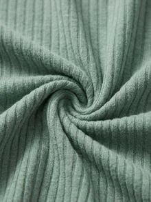 SHEIN Tall 2pcs Women Casual SolidMing Green Relaxed Wear Set In Ribbed Knit Embroidered With Letters And - Mint Green - View 6