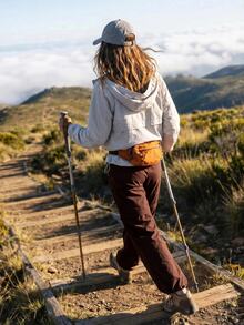 WanderVale Women's Drawstring Waist Pockets Casual Versatile Daily Wear Hiking Pants - Coffee Brown - View 4