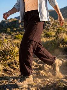WanderVale Women's Drawstring Waist Pockets Casual Versatile Daily Wear Hiking Pants - Coffee Brown - View 7