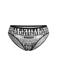 AltBold 3pcs Plus Size Gothic Print Triangle Panties - Black and White - View 6