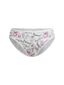 AltBold 3pcs Plus Size Gothic Print Triangle Panties - Black and White - View 5