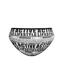 AltBold 3pcs Plus Size Gothic Print Triangle Panties - Black and White - View 4