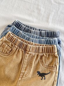 SHEIN Vintaside Kids 3件套男婴松紧腰装饰抽绳休闲百搭宽松牛仔短裤 - 彩色 - 查看 6