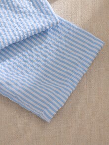 Souflis Souflis French Style New Girls Toddler Light Blue Cute Sweet Striped Camisole And Flowy Wide Leg Pants Set, Suitable For Outings, Casual Wear Summer Sets - Baby Blue - View 6