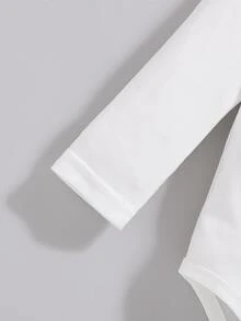 SHEIN Vintaside Kids 5 件套男婴休闲纯色长袖连体衣，适合所有季节 - 白色 - 查看 3