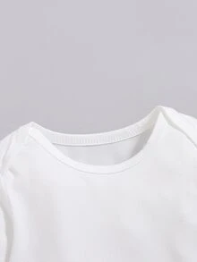 SHEIN Vintaside Kids 5 件套男婴休闲纯色长袖连体衣，适合所有季节 - 白色 - 查看 4