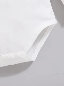 SHEIN Vintaside Kids 5 件套男婴休闲纯色长袖连体衣，适合所有季节 - 白色 - 查看 5