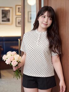 Bijouette 大尺碼夏季休閒仙女風 70 年代優雅彈性白色印花襯衫 柔軟面料 日系甜美風 教師節 辦公室 高茶 早午餐 晚餐 - 米色 - 查看 7