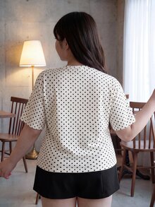 Bijouette 大尺碼夏季休閒仙女風 70 年代優雅彈性白色印花襯衫 柔軟面料 日系甜美風 教師節 辦公室 高茶 早午餐 晚餐 - 米色 - 查看 2