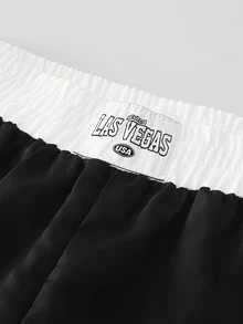SHEIN 青少年女孩秋季服飾 簡約丹寧風 對比色休閒長褲 日常穿著與假期穿搭 - 黑色 - 查看 4