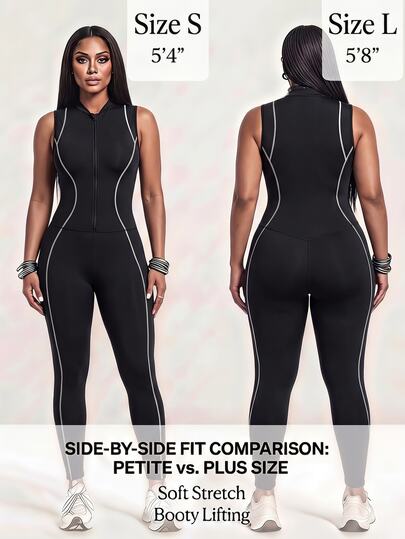 Innovista Innovista Women's Plus Size Half Zip Jumpsuit Panel Breathable Long Sleeve High Stretch Compression Gym Yoga Running Training Activewear Slim Fit Workout Romper