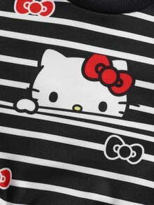 HELLO KITTY AND FRIENDS | SHEIN 3件組 女嬰主題印花長袖圓領抓絨運動衫，休閒日常穿著，適合秋冬 - 彩色 - 查看 6