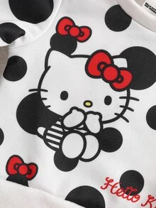 HELLO KITTY AND FRIENDS | SHEIN 3件組 女嬰主題印花長袖圓領抓絨運動衫，休閒日常穿著，適合秋冬 - 彩色 - 查看 7