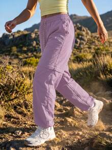 WanderVale Women's Drawstring Waist Casual Versatile Daily Wear & Hiking Pants - Mauve Purple - View 2