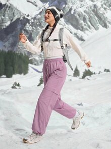 WanderVale Women's Drawstring Waist Casual Versatile Daily Wear & Hiking Pants - Mauve Purple - View 12