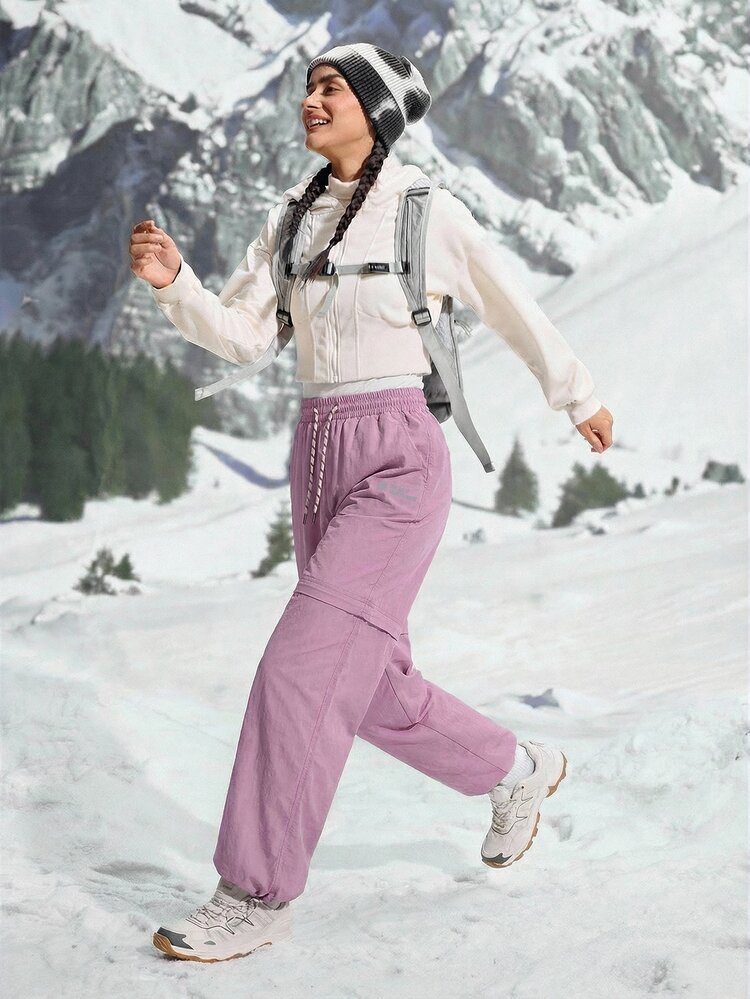 WanderVale Women's Drawstring Waist Casual Versatile Daily Wear & Hiking Pants - Mauve Purple - View 11