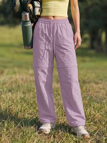 WanderVale Women's Drawstring Waist Casual Versatile Daily Wear & Hiking Pants - Mauve Purple - View 7