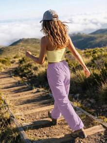 WanderVale Women's Drawstring Waist Casual Versatile Daily Wear & Hiking Pants - Mauve Purple - View 3