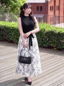 Bijouette Plus Size Summer Elegant Colorblock Floral Print Dress Evening Dinner Black White - Black and White - View 1