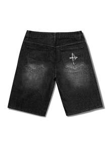 IRON GLYPH Men's Patched Denim Shorts - Black - View 6
