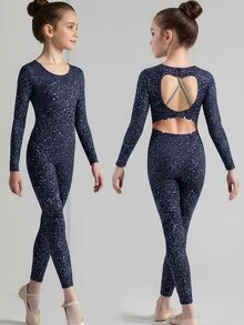 Tween Girls' Casual Sports Long Sleeve Jumpsuit - Navy Blue - View 2