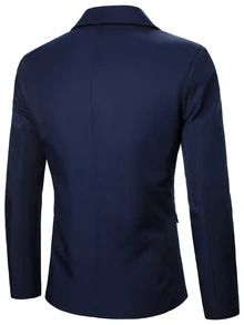 Calvornis Business Style Single Button Men's Suit Jacket - Navy Blue - View 2
