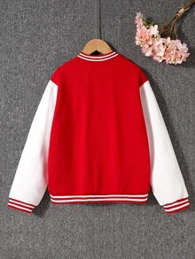 HELLO KITTY AND FRIENDS | SHEIN 1件女孩主題印花拼色長袖夾克，適合秋冬外出與購物休閒穿搭 - 彩色 - 查看 2