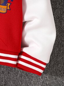 HELLO KITTY AND FRIENDS | SHEIN 1件女孩主題印花拼色長袖夾克，適合秋冬外出與購物休閒穿搭 - 彩色 - 查看 5