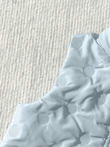 SHEIN Vintaside Kids 幼女款絎縫加厚背心 優雅天藍色波點拉鍊無袖立領 厚款秋冬聖誕假期時尚外套 - 藍色 - 查看 3