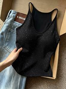 Resyla Women's Sexy Exquisite Sequin Camisole Top For Date And Music Festival - Black - View 1