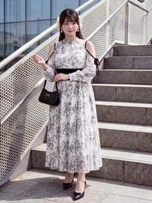 Bijouette Plus Size Black Ink-Wash Print Off-Shoulder Waist-Cinching Dress, Suitable For Commuting Tea Party, Parties, Wedding Guests, And Dates Summer Elegant - Black and White - View 9