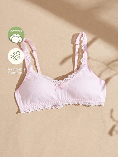 Lullawish Soutien-gorge en dentelle jacquard tricotée en coton pour femmes