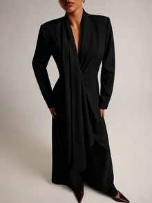 SHEIN BAE Fashion Commuter Jacket & Pants Suit Set - Black - View 8