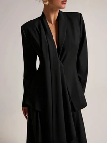 SHEIN BAE Fashion Commuter Jacket & Pants Suit Set - Black - View 7