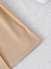 SHEIN Elladie kids Young Girls New Classic Versatile Khaki Double-Breasted Trench Coat With Brown Fabric Contrast Collar Design, New Fall Looks, Autumn, Winter, Holiday - Khaki - View 6