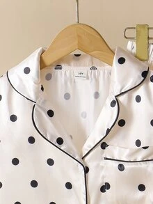Kids Tween Girl 2pcs/Girls Elegant Polka Dot Print Cool Home Wear 2 Pieces Set, Suitable For Outdoor Wear - Apricot - View 6