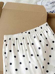 Kids Tween Girl 2pcs/Girls Elegant Polka Dot Print Cool Home Wear 2 Pieces Set, Suitable For Outdoor Wear - Apricot - View 15