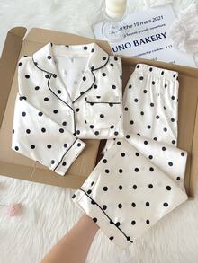 Kids Tween Girl 2pcs/Girls Elegant Polka Dot Print Cool Home Wear 2 Pieces Set, Suitable For Outdoor Wear - Apricot - View 11