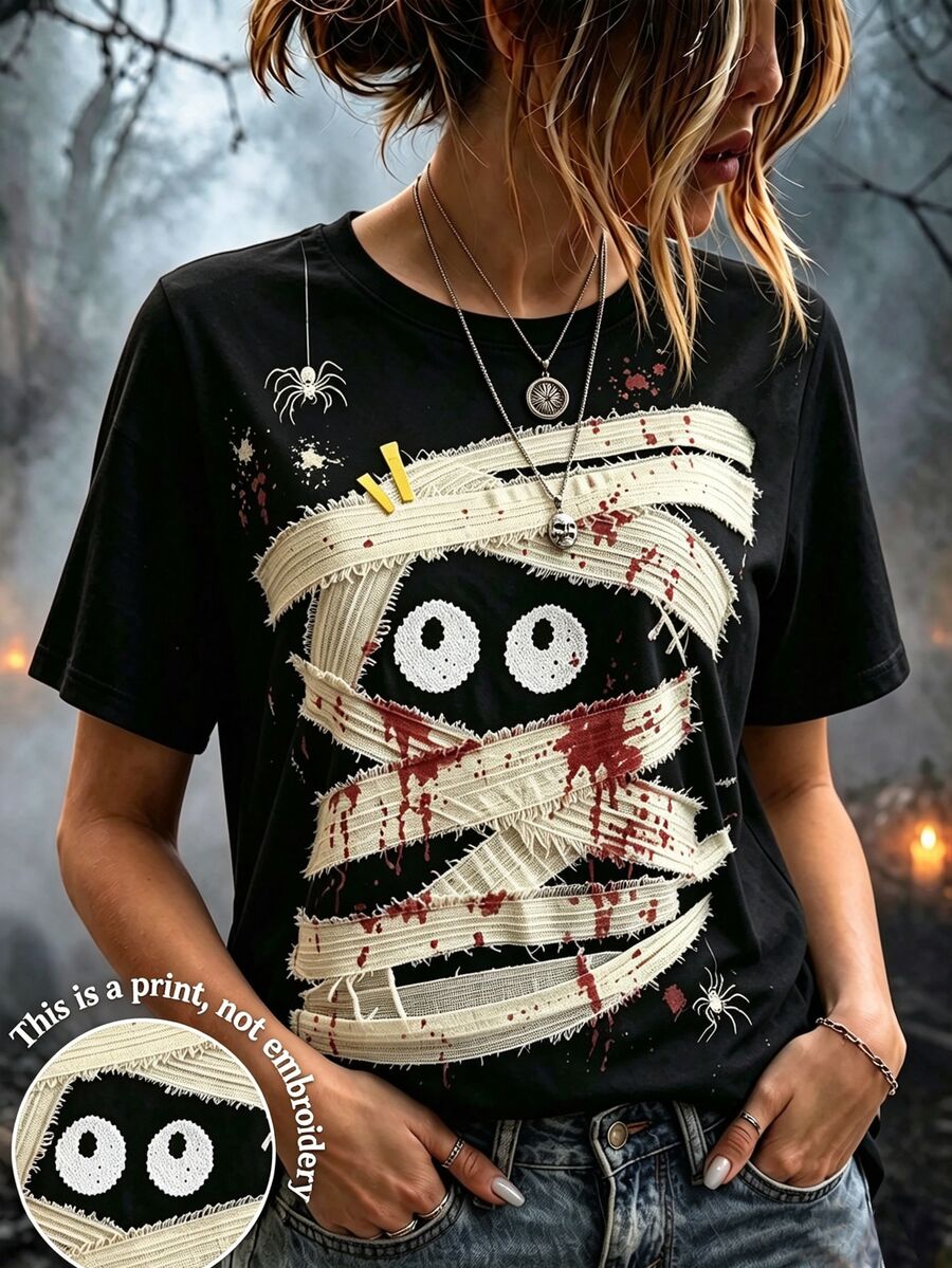 Breezaya Kaos Kasual Ukuran Besar dengan Gambar Hantu Lucu, Cocok untuk Halloween - MultiWarna - View 1