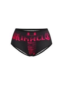 AltBold Celana Dalam Segitiga Wanita 3 Potong Gaya Gothic Y2K dengan Motif Huruf dan Bunga Warna Kontras Gelap - MultiWarna - View 4