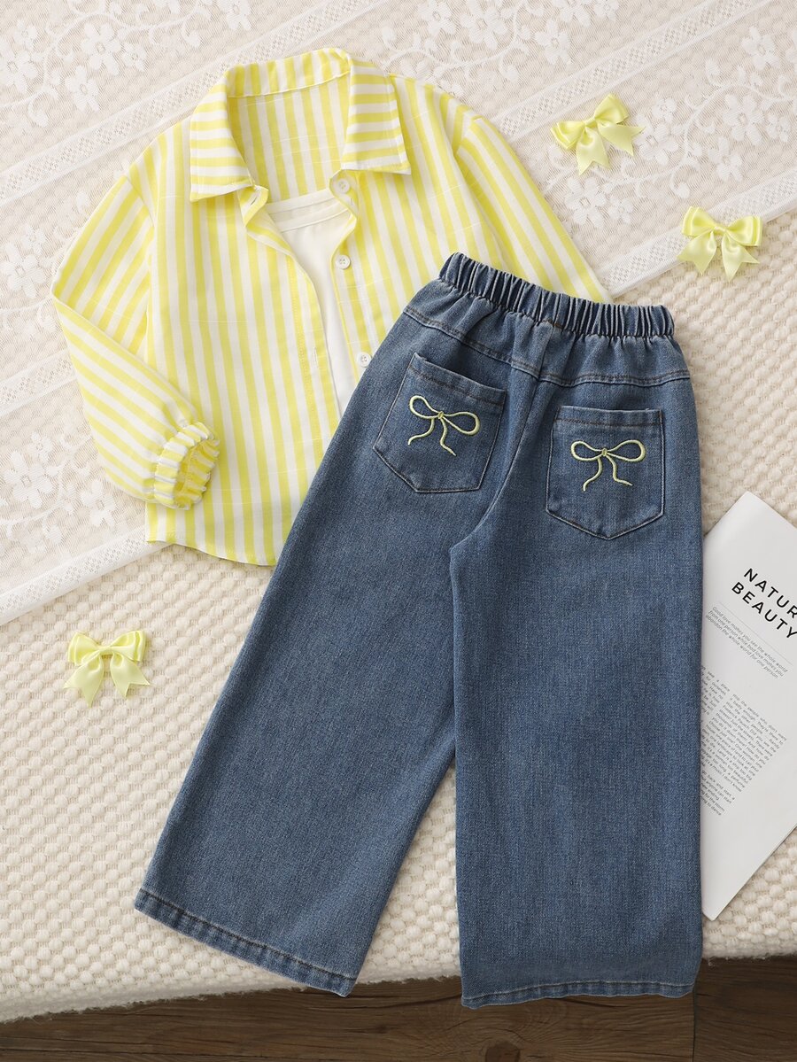 Souflis Young Girls Shirt Co-Ords - Yellow - View 1