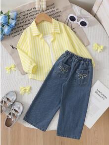Souflis Young Girls Shirt Co-Ords - Yellow - View 1