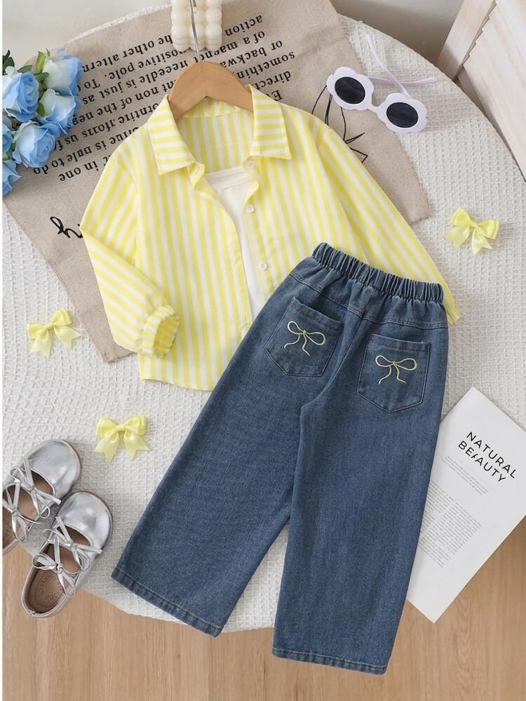 Souflis Young Girls Shirt Co-Ords - Yellow - View 3